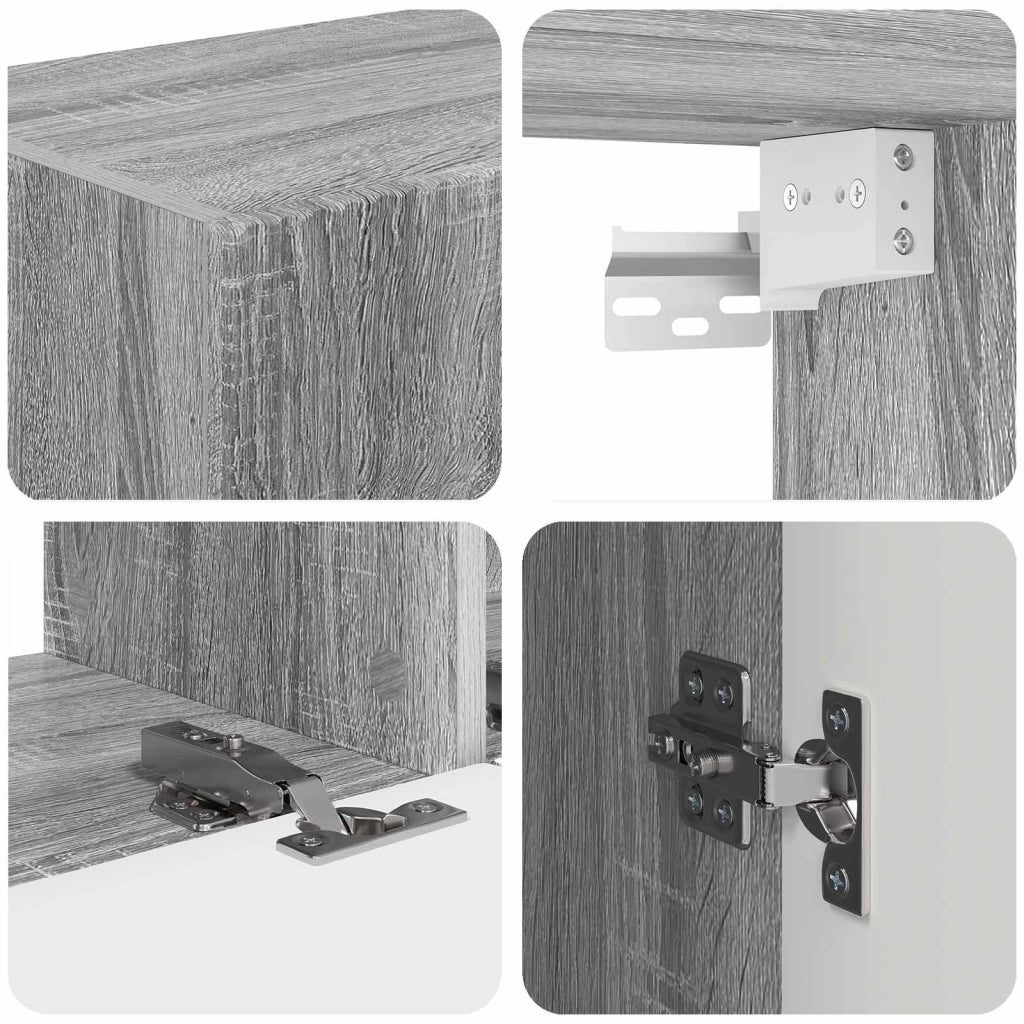 Pratico mobile porta TV modulare da parete con ampio spazio di archiviazione design moderno 31 x 29,5 x 100 cm legno grigio Sonoma 02_0056214