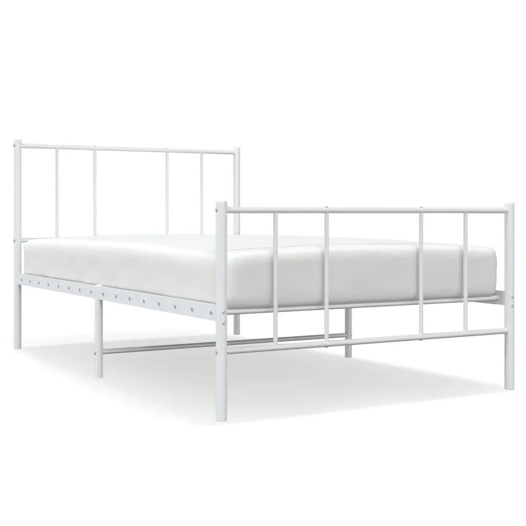 Giroletto con Testiera e Pediera-Struttura letto con testiera Metallo Bianco 90x200 cm