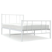 Giroletto con Testiera e Pediera-Struttura letto con testiera Metallo Bianco 90x200 cm