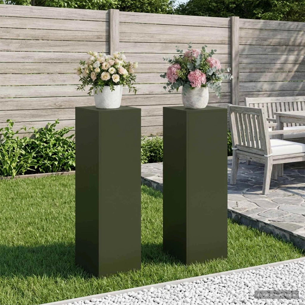 Supporto per piante 2 pcs Verde Oliva 30 x 30 x 100 cm Acciaio 8012509