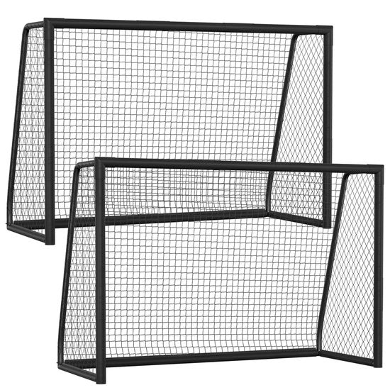 Due reti da calcio 300 x 200 x 120 cm comprensive di retino, pompa a aria e ancore per il terreno