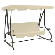 Panchina a Dondolo da Giardino con Baldacchino Bianco Sabbia cod mxl 39992