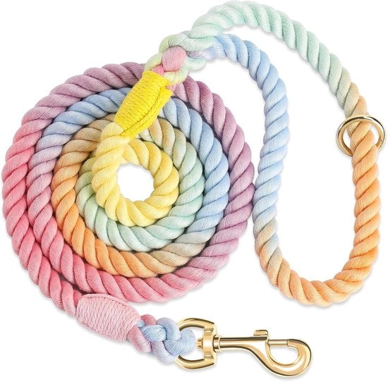 Cintura per cani 1,5 m Cinturone di cotone a mano per cani piccoli, medi e grandi, chiusura pesante dorata in metallo, maccheroni colorati