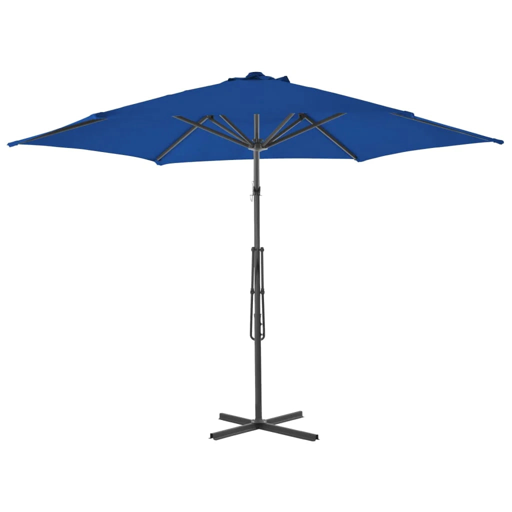 Ombrellone da esterno con palo in acciaio 300 x 230 cm blu 02_0008203