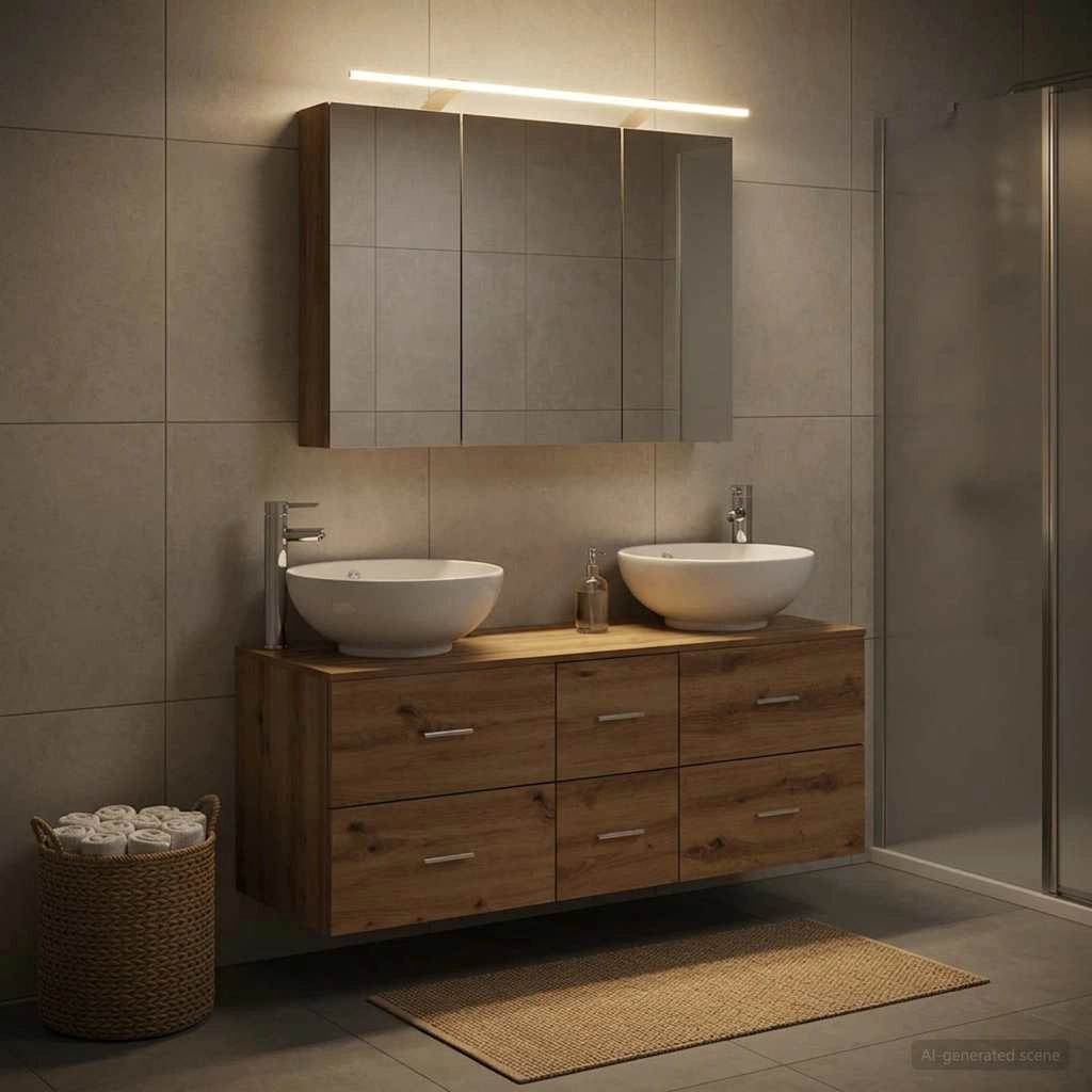 Set di mobili per il bagno 4 pz Rovere Artigianale 3406982