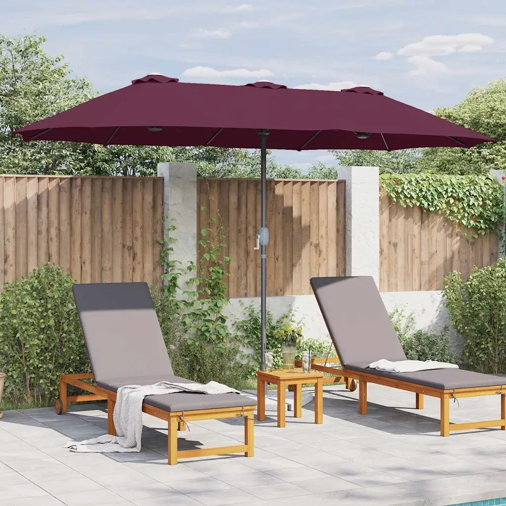 Ombrello da giardino-Ombrellone da spiaggia Rosso Bordeaux 370 x 197 x 239 cm