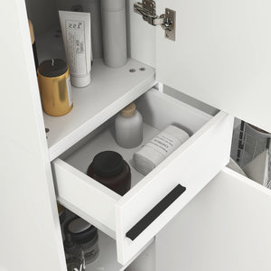 Mobile a Colonna da Bagno con 2 Armadietti e Cassetto 34x32x190 cm Bianco