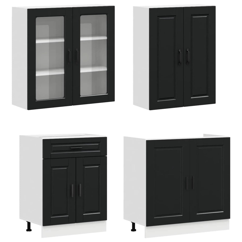 Unità Cucina PORTO 4 pcs Nero Legno ingegnerizzato 3438336