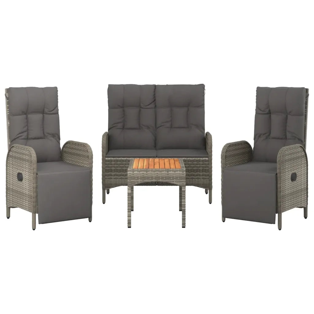 Set da Pranzo da Giardino 4 pz con Cuscini in Polyrattan Grigio 3185085