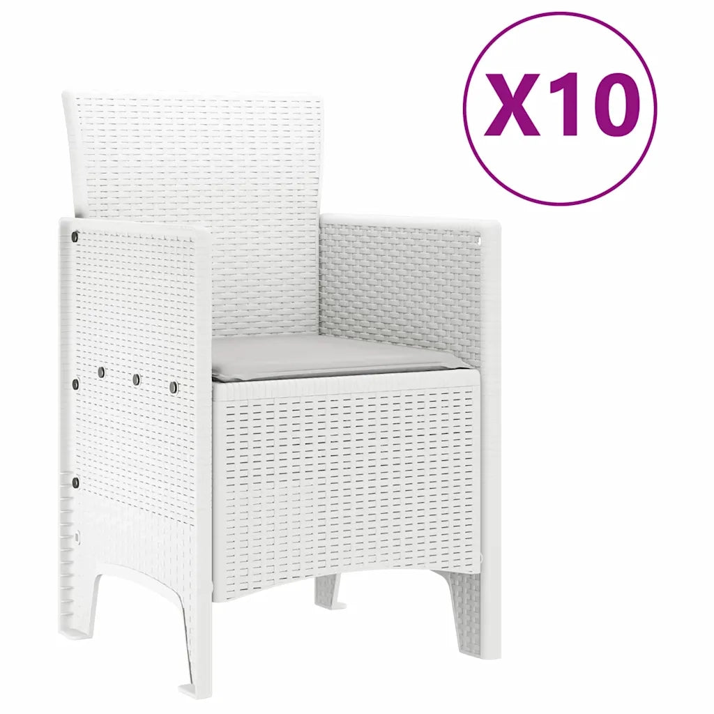 Set da Pranzo per Giardino 11 pcs Bianco Polipropilene