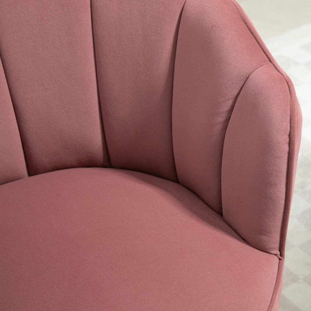 Poltrona relax a guscio con gambe in legno ¨C zephmum ¨C rosa velluto