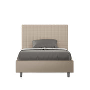 BS COM Letto singolo con rete imbottito 100x200 similpelle tortora