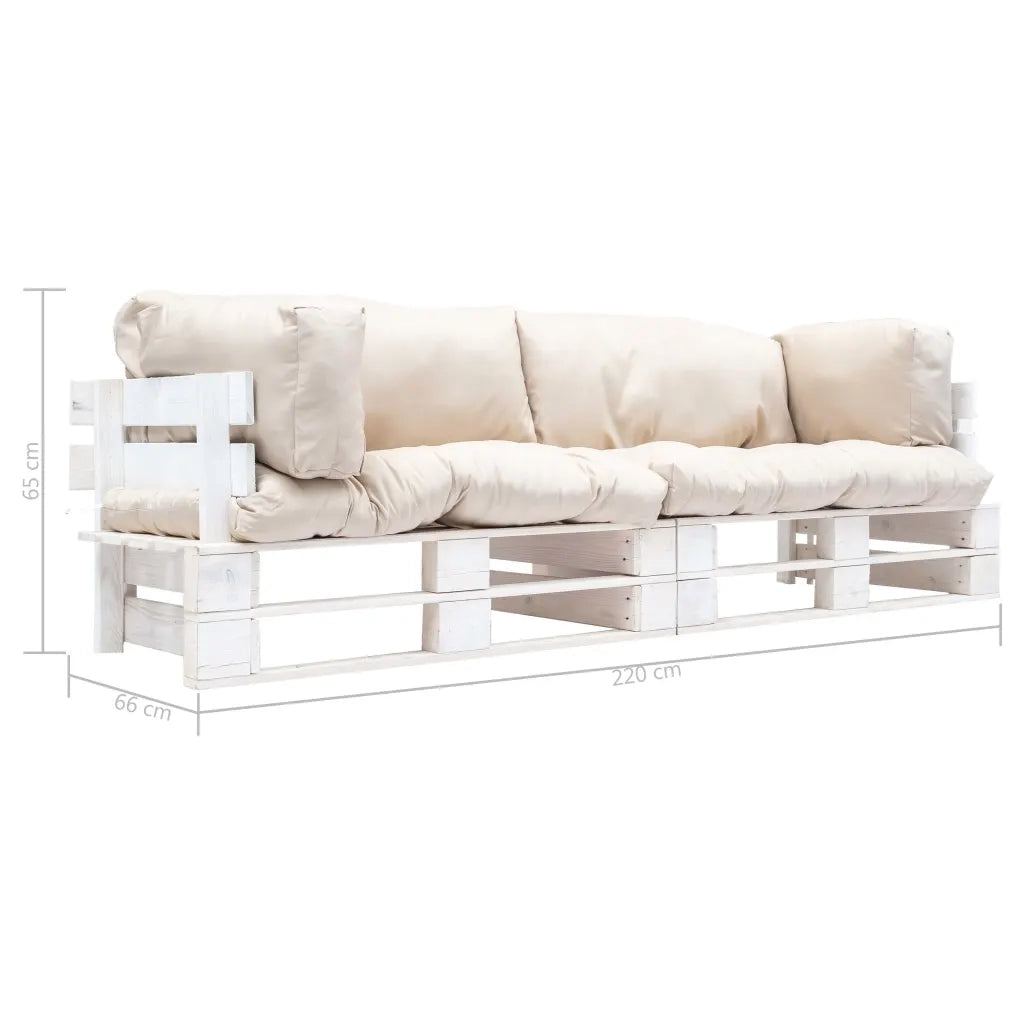Set Divani da Giardino Pallet 2pz con Cuscini Sabbia Legno Pino