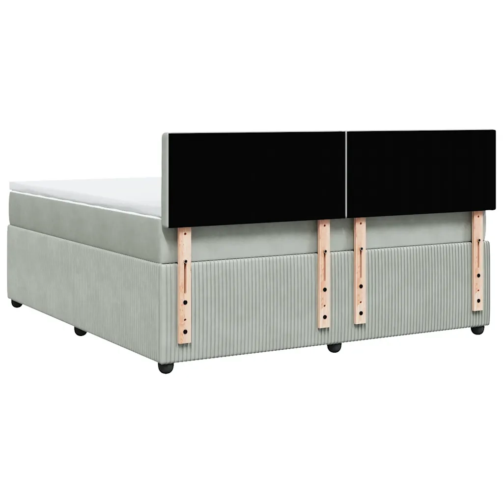Giroletto a Molle con Materasso Grigio Chiaro 180x200cm Velluto