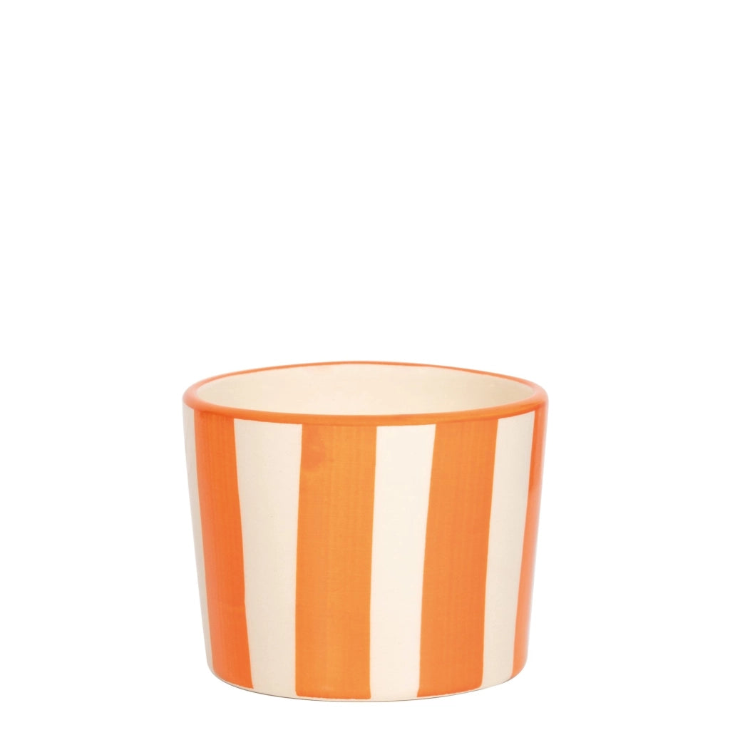 Lido Set 2 Bicchieri Tumbler Righe in Ceramica Artigianale Arancione - Design Civita Castellana per Bevande e Dessert - Eleganza Tavola