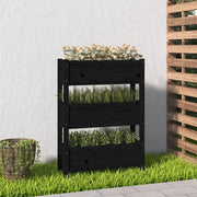 Fioriera Nera 77x25x104,5 cm in Legno Massello di Pino 823938