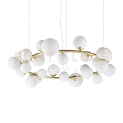 PERLAGE LAMPADARIO A SOSPENSIONE 25 LUCI ATTACCO G9 LAMPADINE INCLUSE IN VETRO BIANCO TONDO