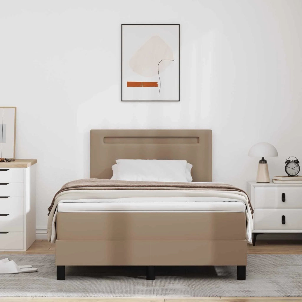 Letto a molle Cappuccino 120 x 190 cm Pelle sintetica