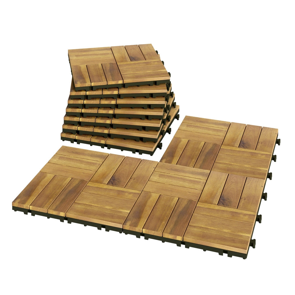 Set 10 Pezzi Piastrelle Legno Giardino Esterno 31x31 cm ¨C zephmum ¨C Antiscivolo Naturale