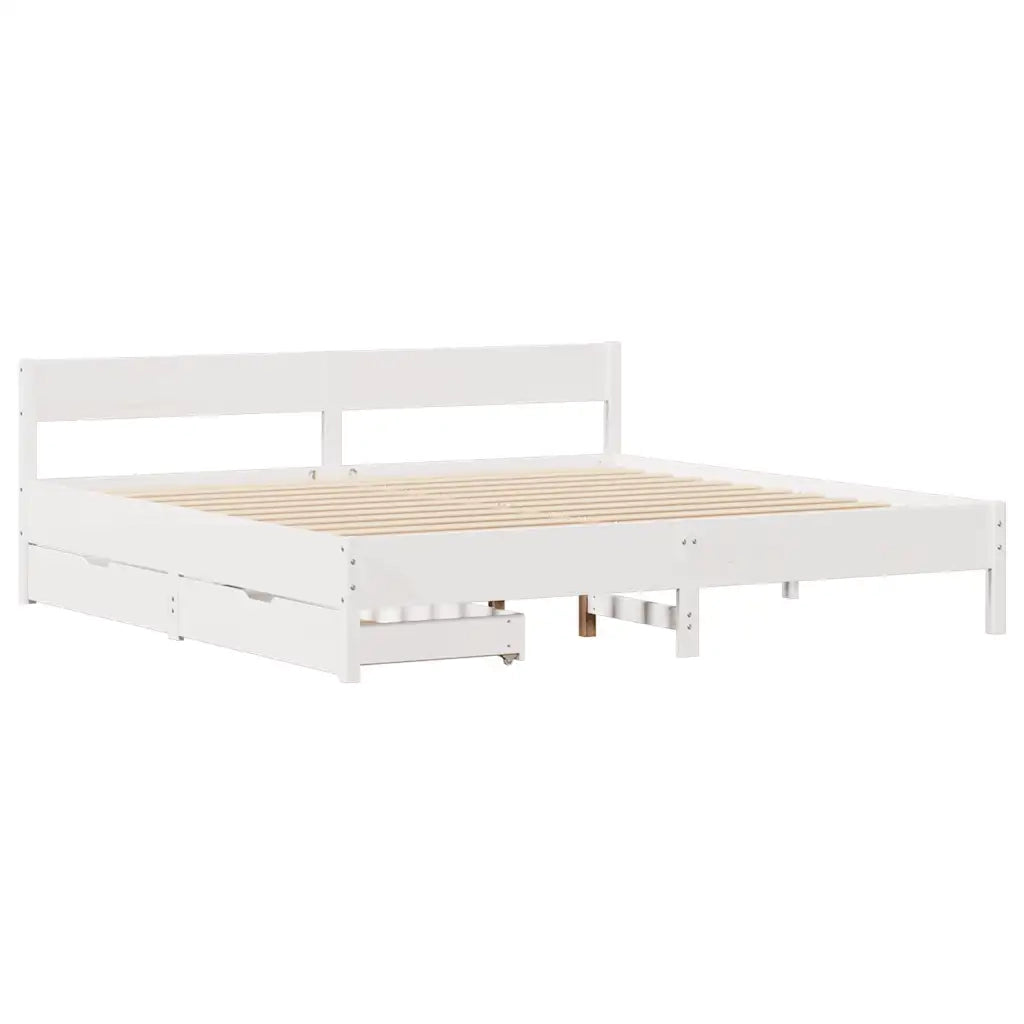 Letto matrimoniale | Letto per adulti | Letto senza Materasso Bianco 160x200 cm Legno Massello di Pino