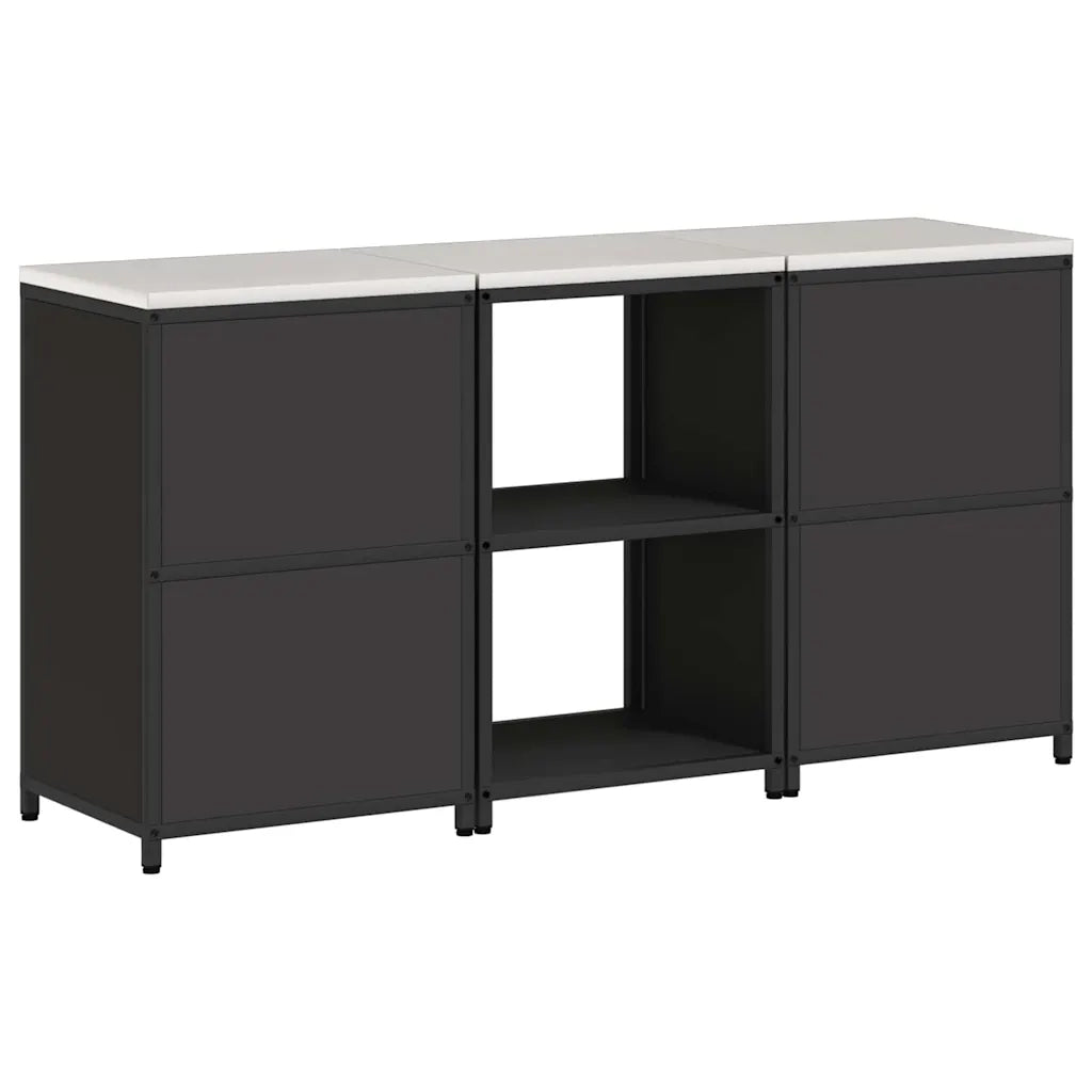 vidaXL Set di Stoccaggio per Cucina 3 pcs Nero 180 x 50 x 92 cm