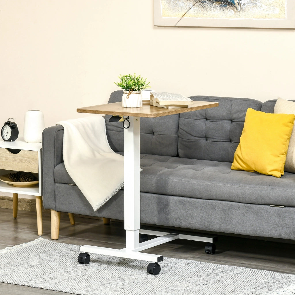 SCRIVANIA regolabile in altezza 65x48x70-110 cm Acciaio Bianco Naturale con ruote