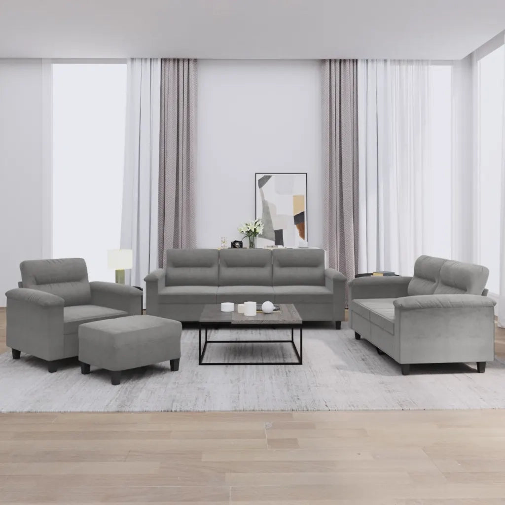 Set Divani 4 pz con Cuscini Grigio Scuro in Tessuto Microfibracod mxl 131063