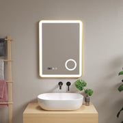 Specchio LED da Parete Pescara Multifunzionale 60 x 80 cm Cornice Dorata pro.tec