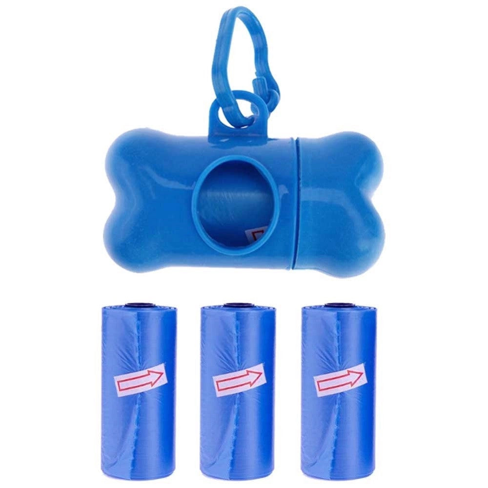 Trade Shop - Dispenser Porta Sacchetti Per Cani + 3 Rotoli Sacchetto Raccogli Feci Animali -