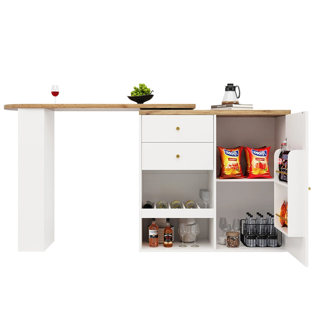 Tavolo Bar Girevole - Xylo - 105??39??102 cm - 2 Cassetti 3 Ripiani