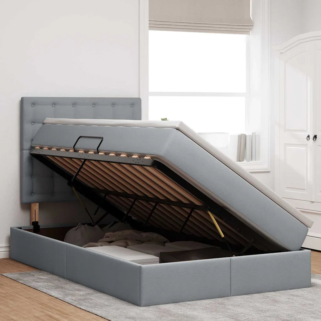 Letto con contenitore e LED con led Grigio chiaro 120 x 190 cm 3372528