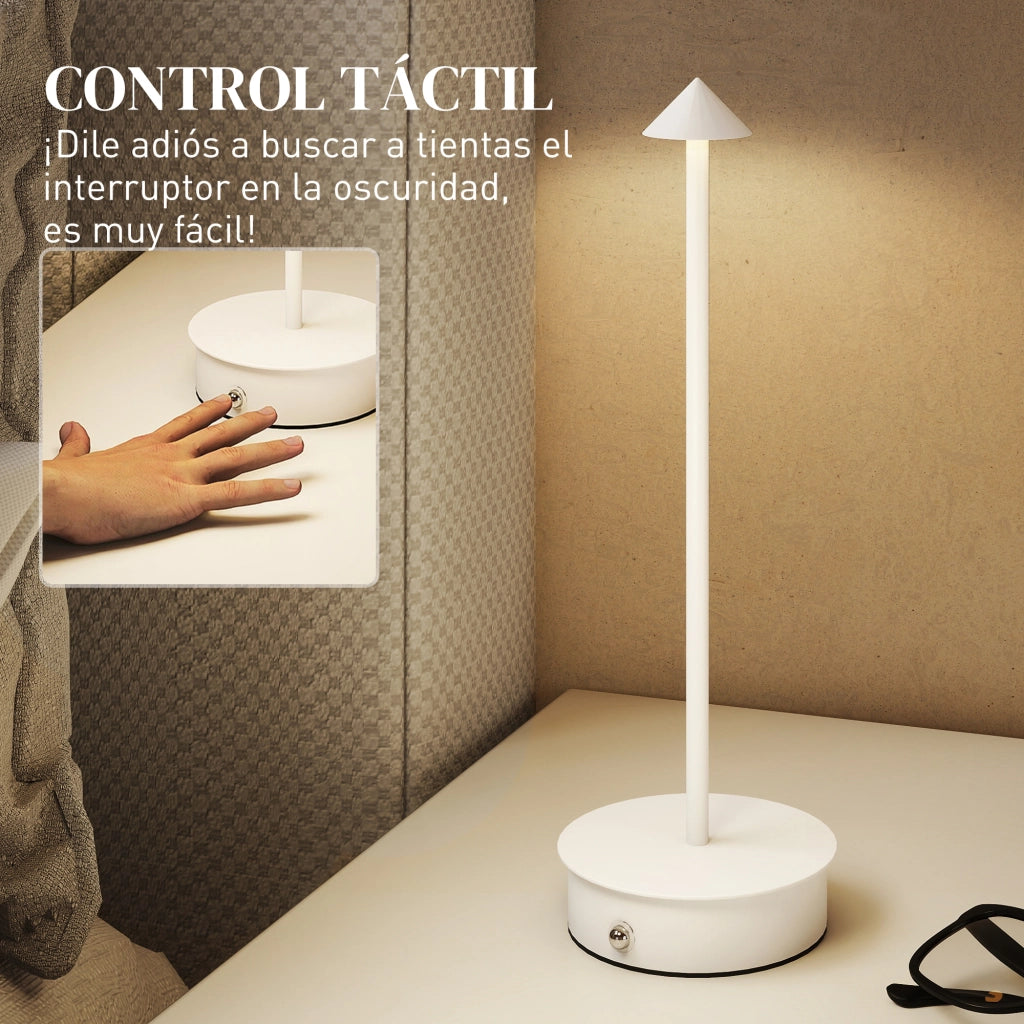 Lampada da Tavolo LED Ricaricabile ¨C zephmum ¨C Bianco 10x30 cm