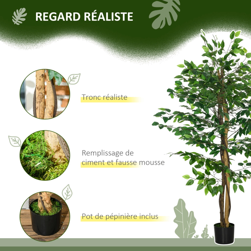 Pianta Finta Ficus 150 cm con Vaso ¨C Zephmum ¨C Verde Realistico Tronco Liane
