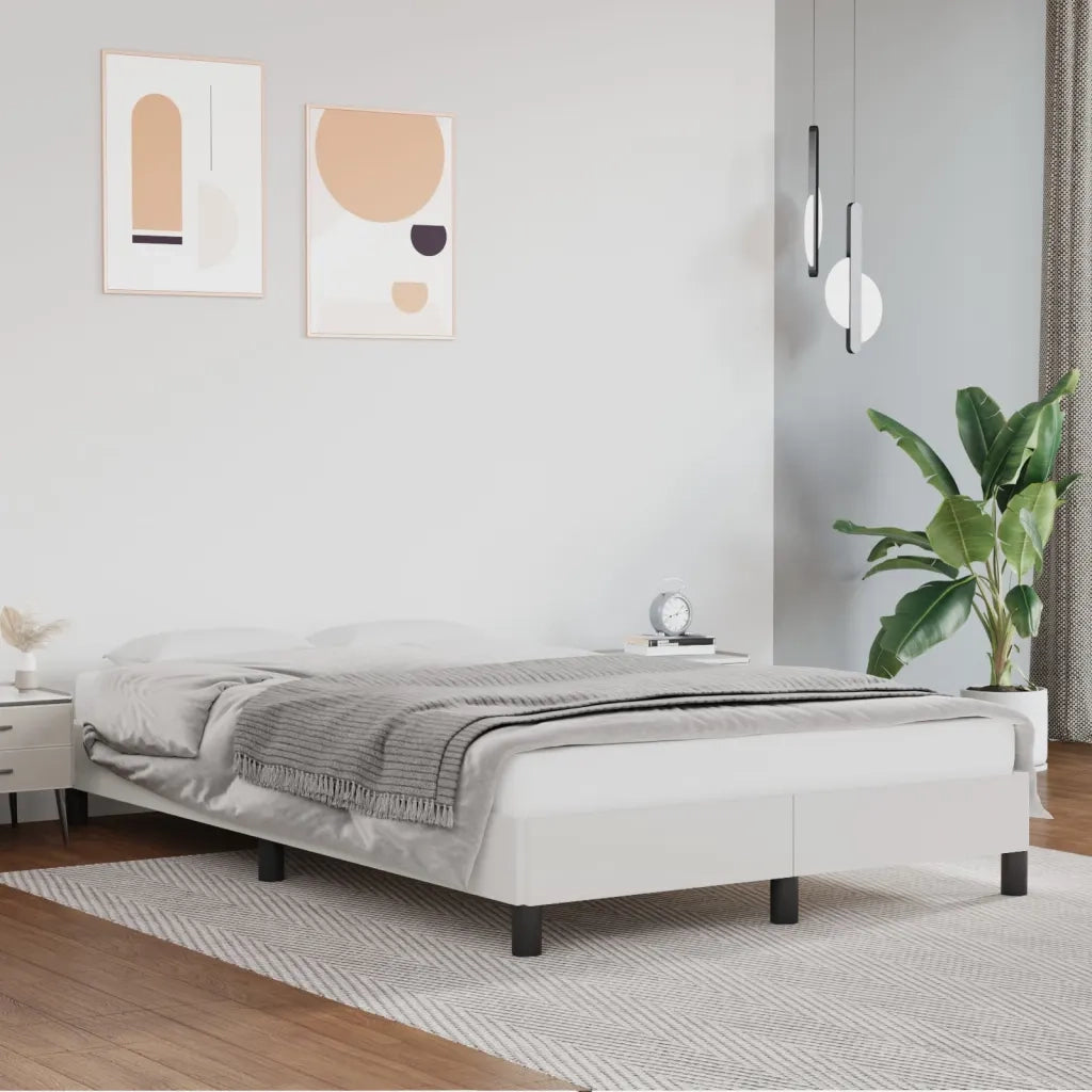 Letto matrimoniale | Letto per adulti | Giroletto senza Materasso Bianco 120x190 cm Similpelle