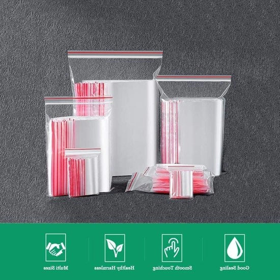 Sacchetti di plastica trasparenti - contenitori riutilizzabili - contenitori di archiviazione per la cucina - articoli da ufficio - contenitori per gioielli - B5 x 7 cm 200 sacchetti per congelatore