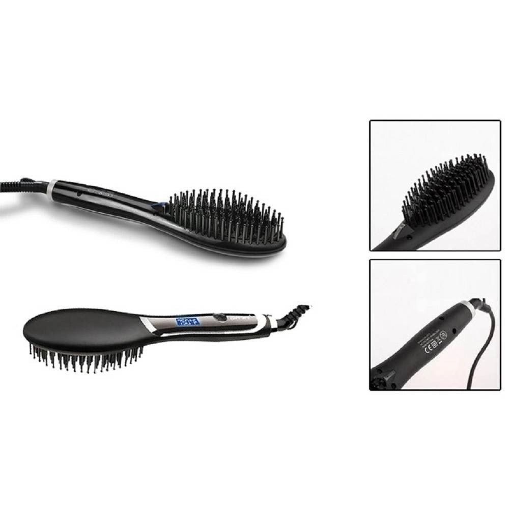 Trade Shop - Spazzola Per Capelli Professionale Elettrica Pettine Display Lcd Lisci Gm-2972 -