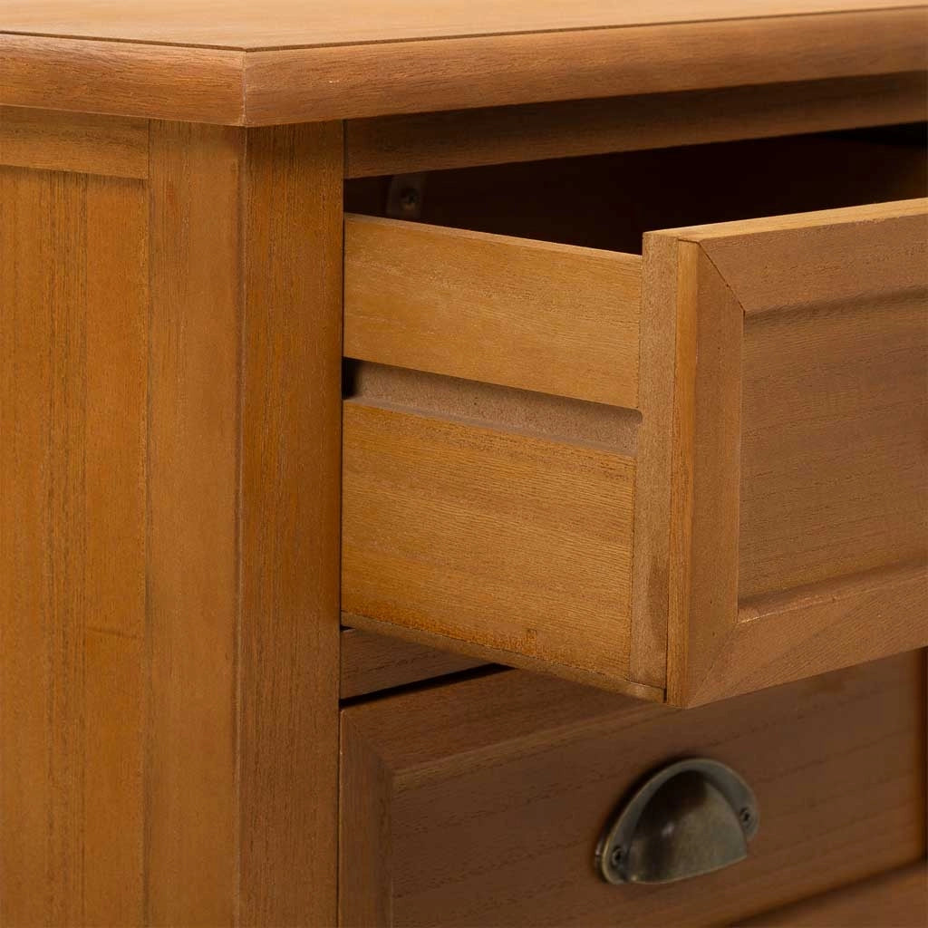 Comodino in legno con 3 cassetti marrone 45x35x60