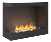 Camino a Bioetanolo da Incasso 60x45 cm Corner 600 Left Sinistro Nero con Vetro