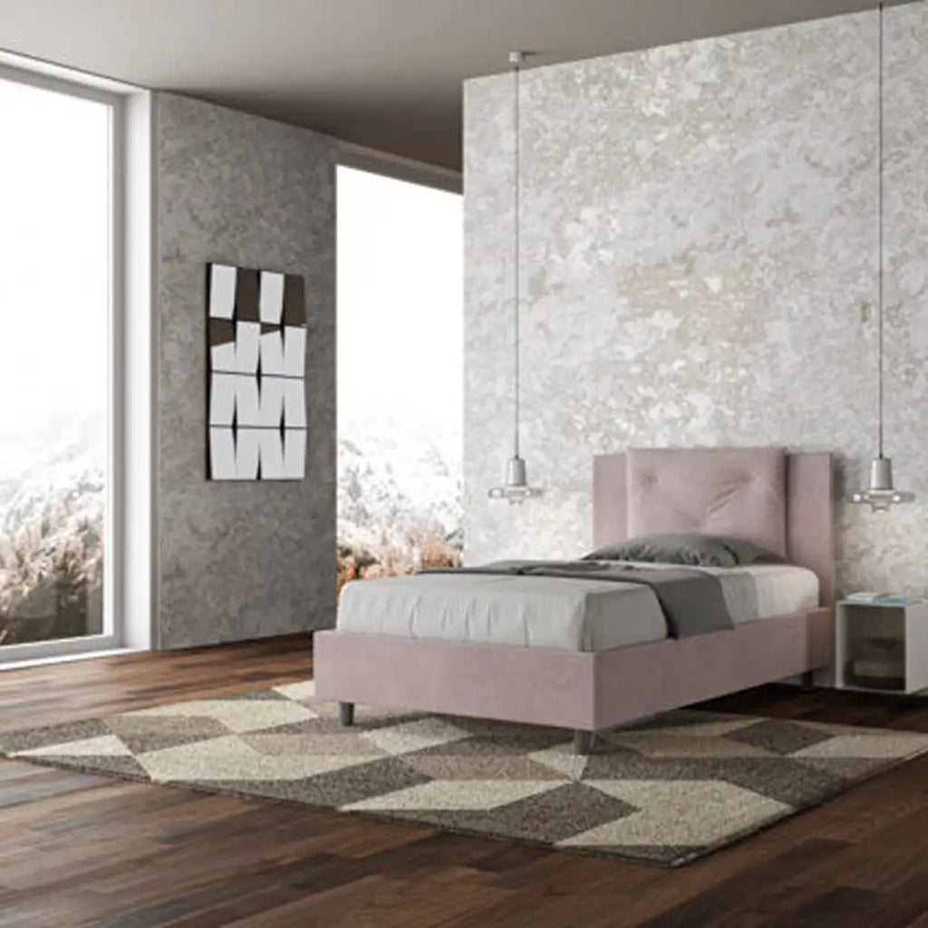 Letto una piazza e mezza senza rete imbottito 120x200 microfibra glicine Appia