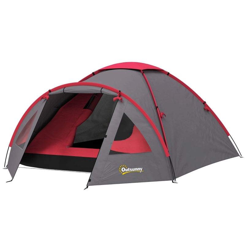 Tenda da campeggio per 3 persone; tenda a cupola UV 50+ resistente e stabile con porta a baldacchino; tenda familiare con teli da terra e colonna d'acqua da 2000mm per campeggio; giardinaggio trekking