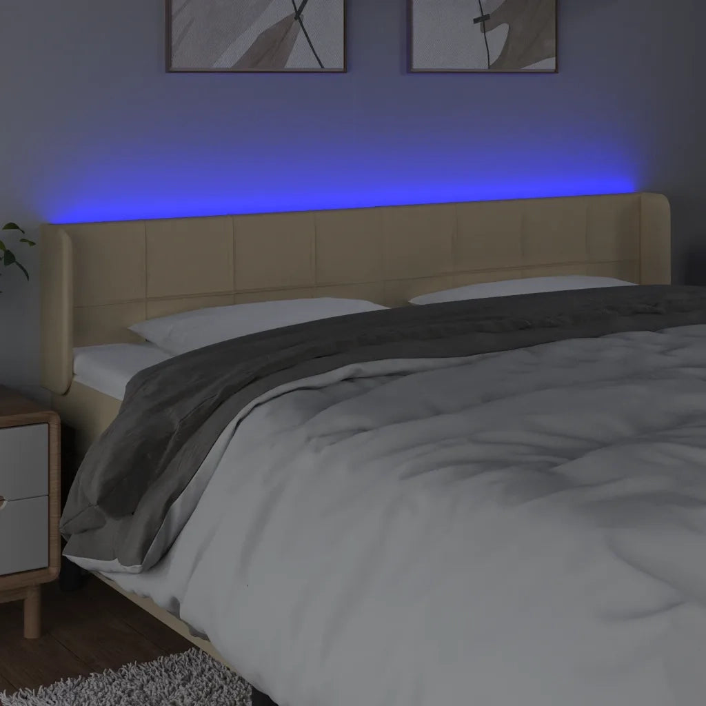 Testiera a LED Crema 163x16x78/88 cm in Tessuto 3123247