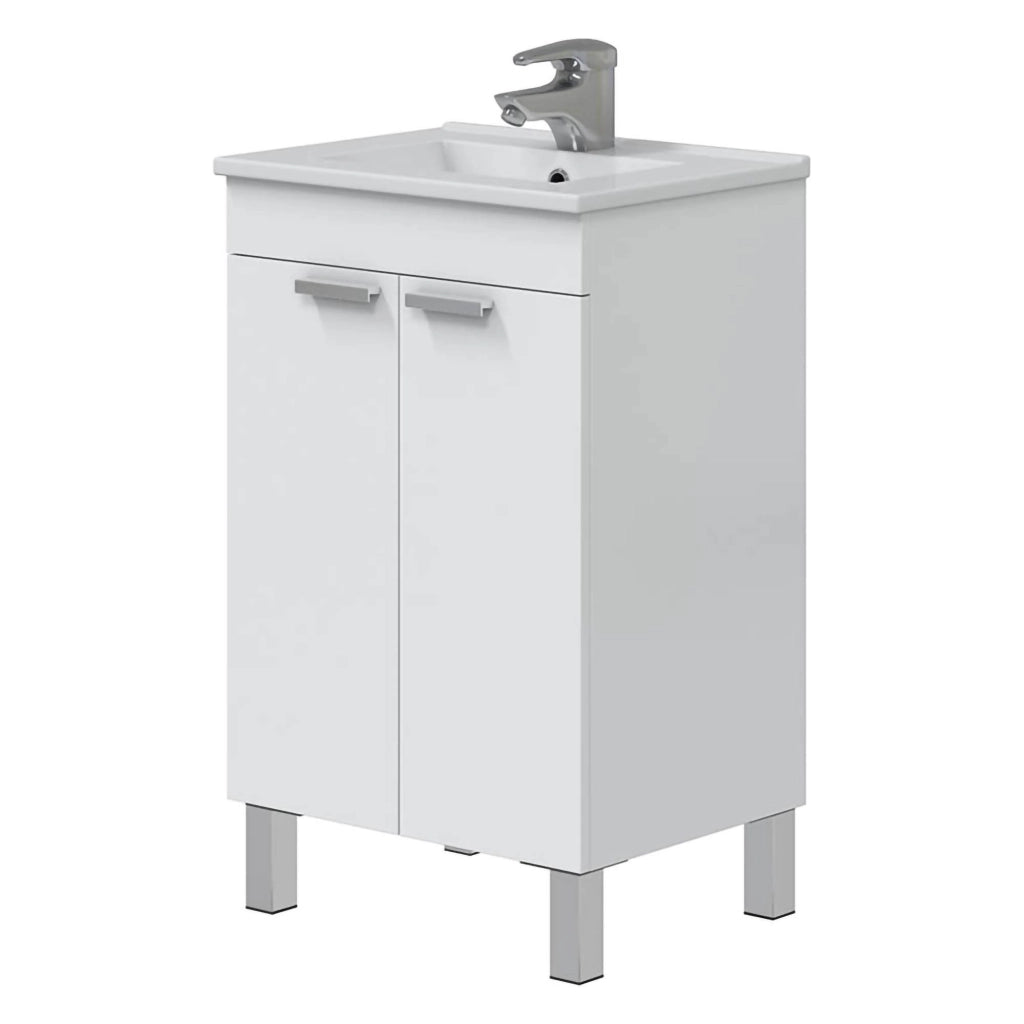 Tuglie, Mobile Sottolavabo 2 Ante, 50x39x80h cm Bianco Lucido