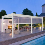 Pergola bioclimatica Ombréa autoportante VS - 4x6M Bianco + 2 tende