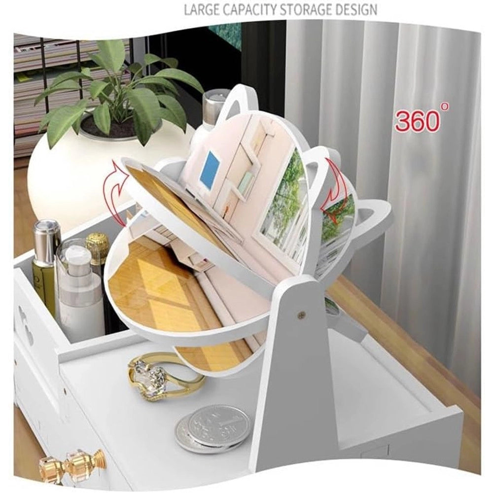 Trade Shop - Organizer Trucchi Multifunzione Con Specchio Cassetti Per Cosmetici Toeletta Bagno Camera -