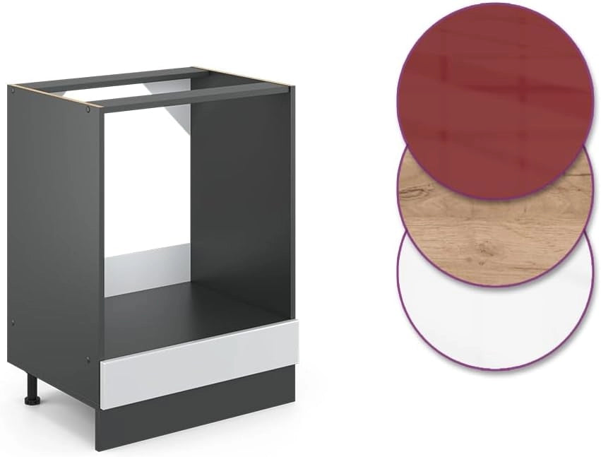 Mobile per forno da incasso R-Line, Bianco lucido, 60 cm senza piano di lavoro, per la libera combinazione all'interno di sistemi cucina modulari