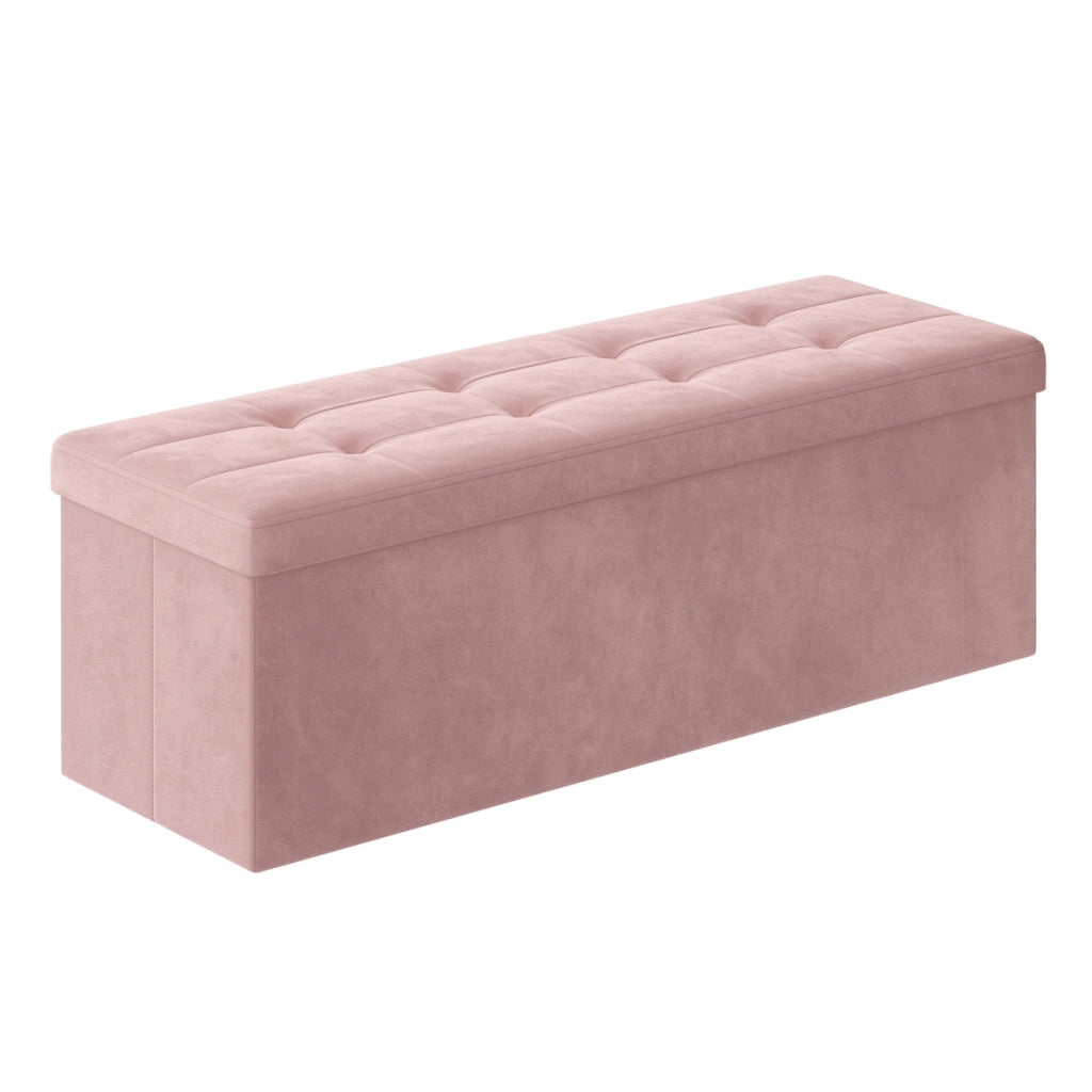Panca Contenitore Pieghevole Oskar in Velluto Rosa Pastello