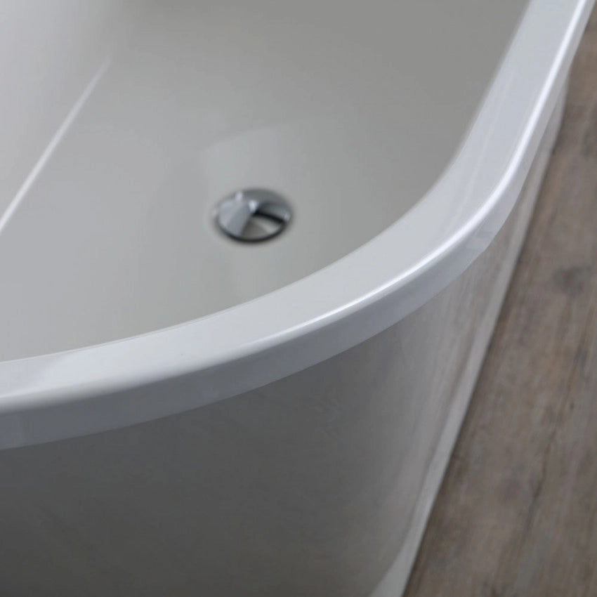 Vasca da bagno moderna freestandig in marmo resina ovale bianca 159cm Badok Almarie