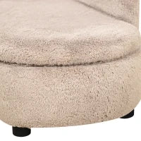 Divano per Cani Rialzato con Spazio Portaoggetti a Scomparsa, in Legno e Tessuto Vellutato, 80x40x46 cm, Beige