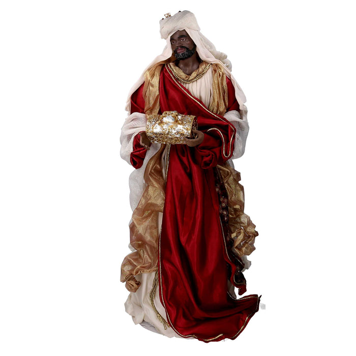 Natività tessuto bordeaux con re magi cm xh81