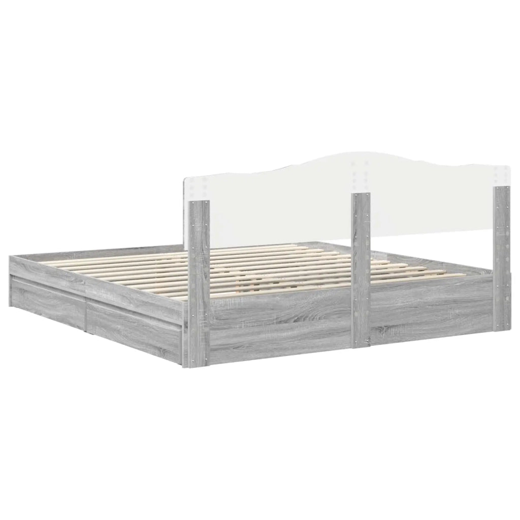 Letto con Contenitore con testiera Grigio Sonoma 200 x 200 cm 3413066